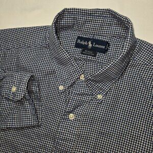 Ralph Lauren Men"s Shirt Size XL Blake Blue Plaid Long Sleeve Button Down